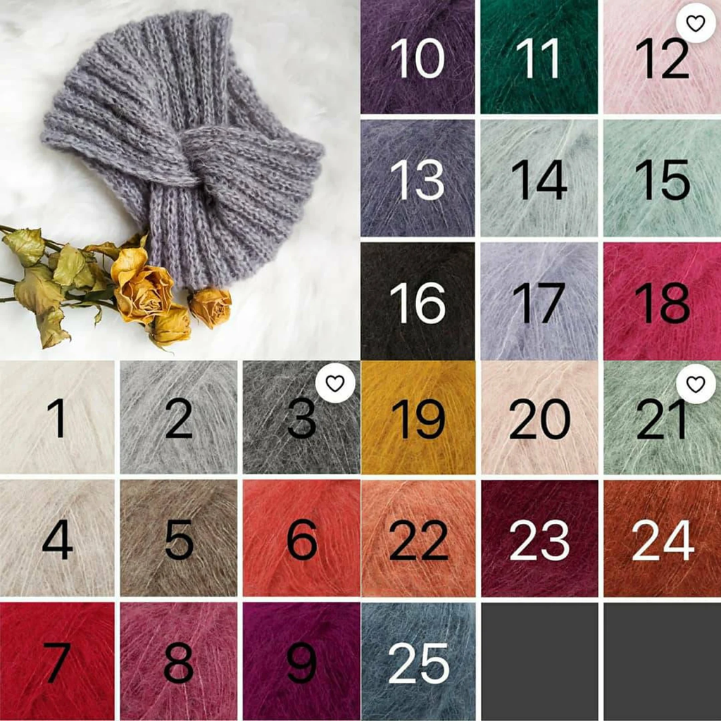 Hand-knitted headband alpaca blanded with mulberry silk, gift for her, handmade headband, turban, soft, unique, made for order.
