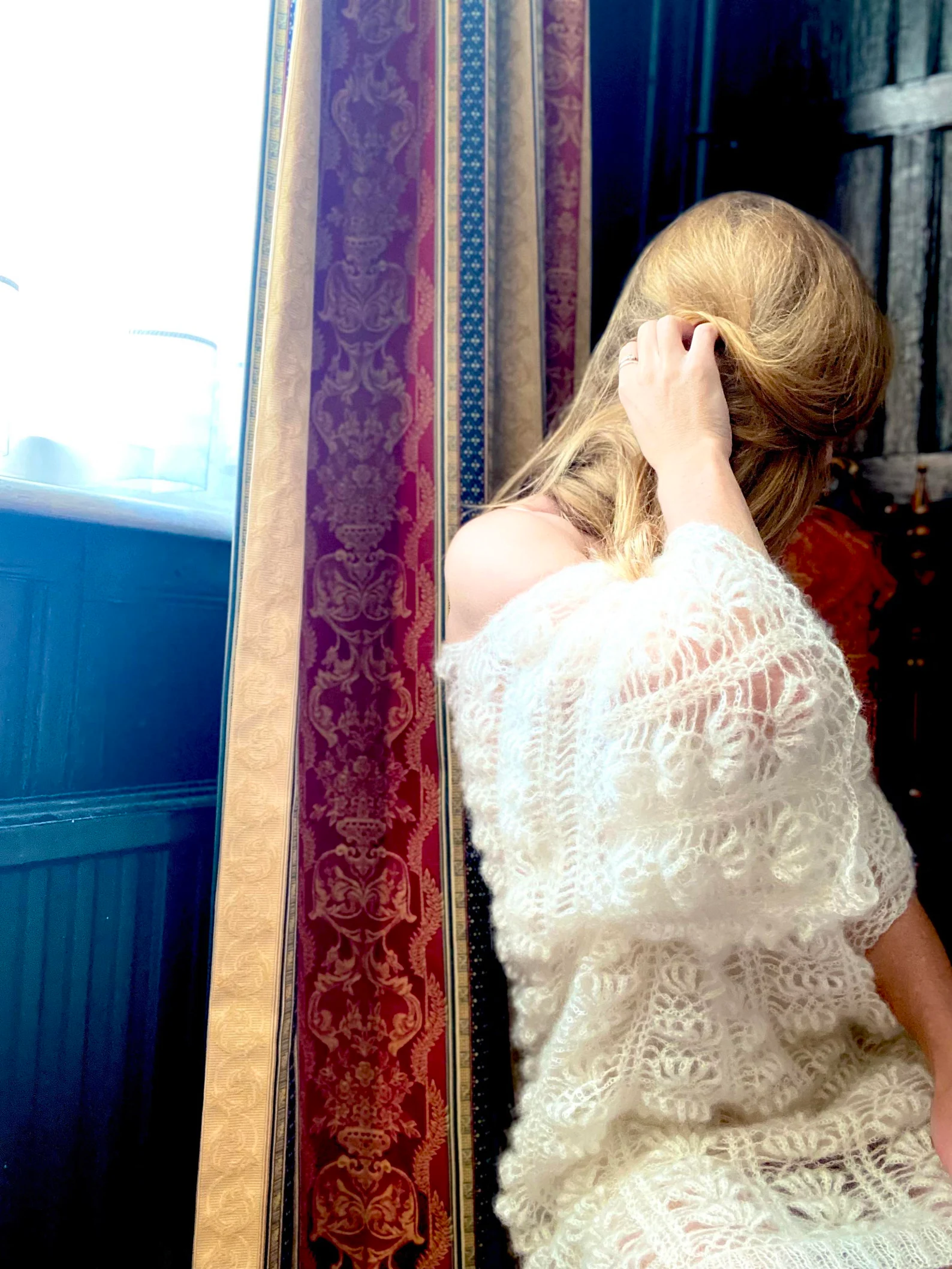 Handmade Crochet mohair silk Tunic Dress: Boho Lace S/M
