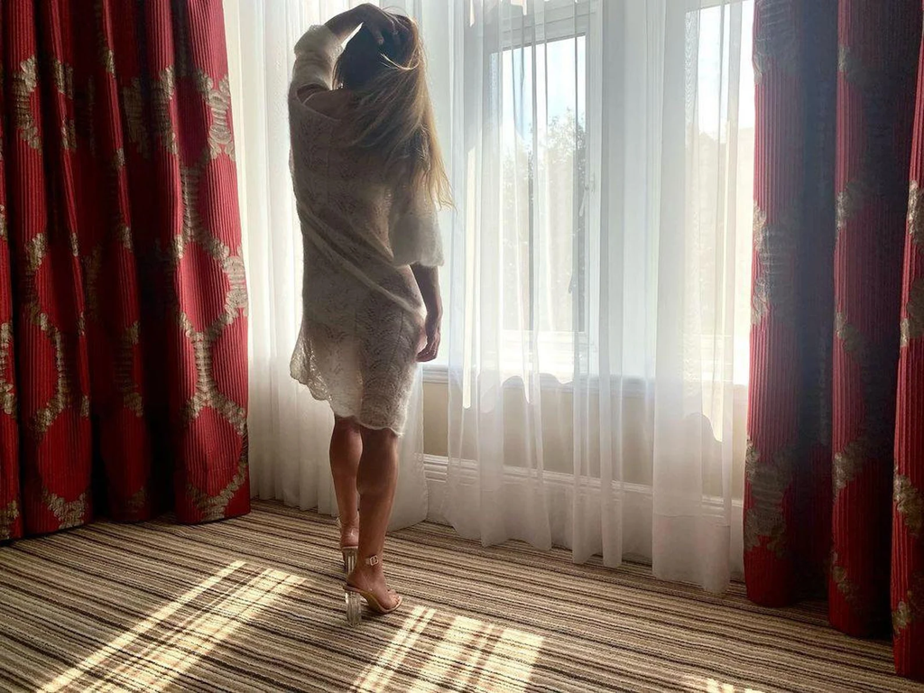 Handmade mohair and silk midi dress: sheer boho-style knitted wedding cover-up