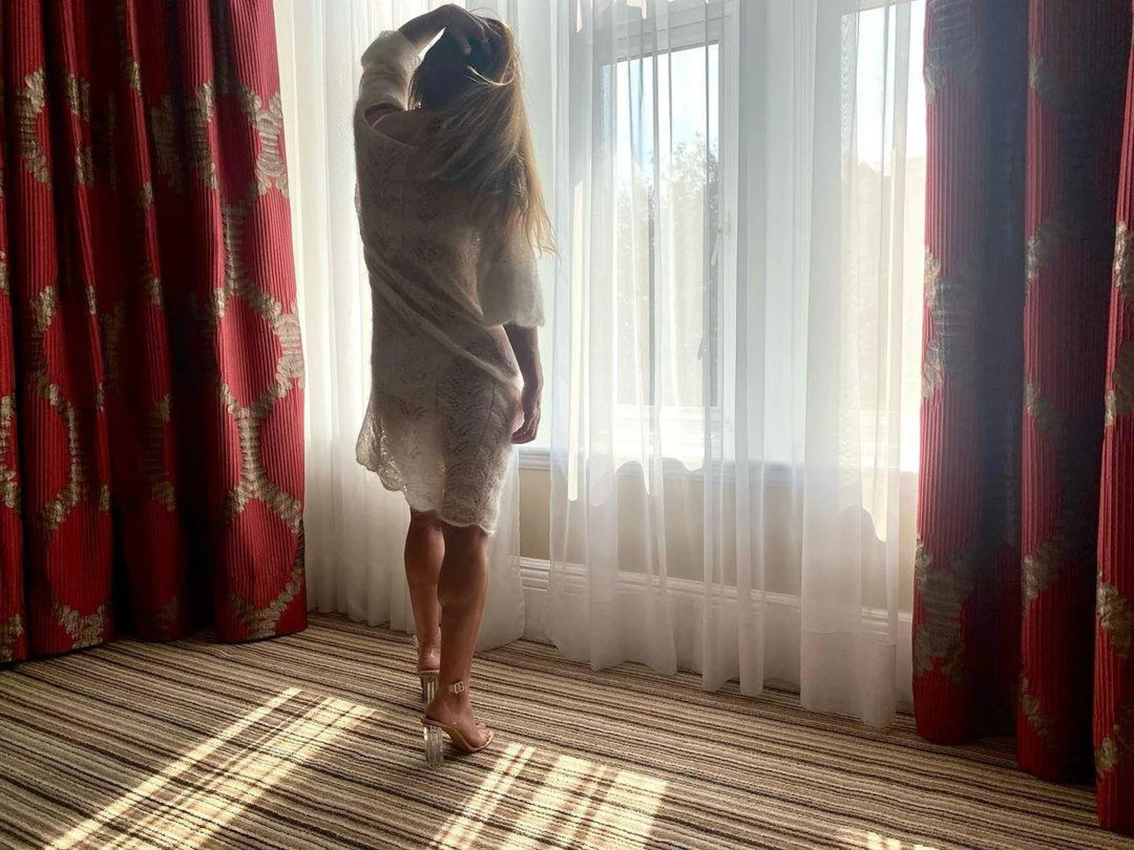 Handmade mohair and silk midi dress: sheer boho-style knitted wedding cover-up