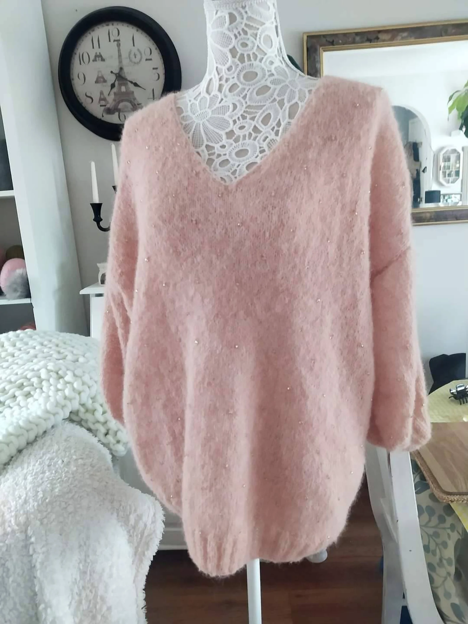 Luxury Hand Knitted Alpaca Silk Top for Women, Soft Bridal Bolero Embellished Pullover, Sustainable Gift Made to Order Knitwear