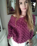 Lightweight, oversized women's alpaca sweater; cozy, winter-ready, raspberry pink, handmade, luxurious—a perfect gift for layering.