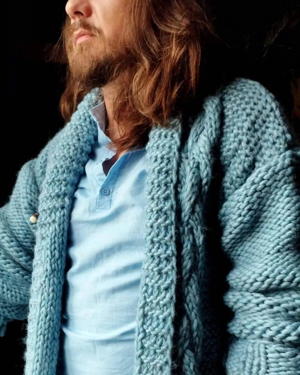 Chunky Cable Knit Cardigan Handmade Alpaca & Virgin Wool Oversized Women’s Holiday Gift Cozy Layer Custom Size Blanket Style Soft Low-Itch