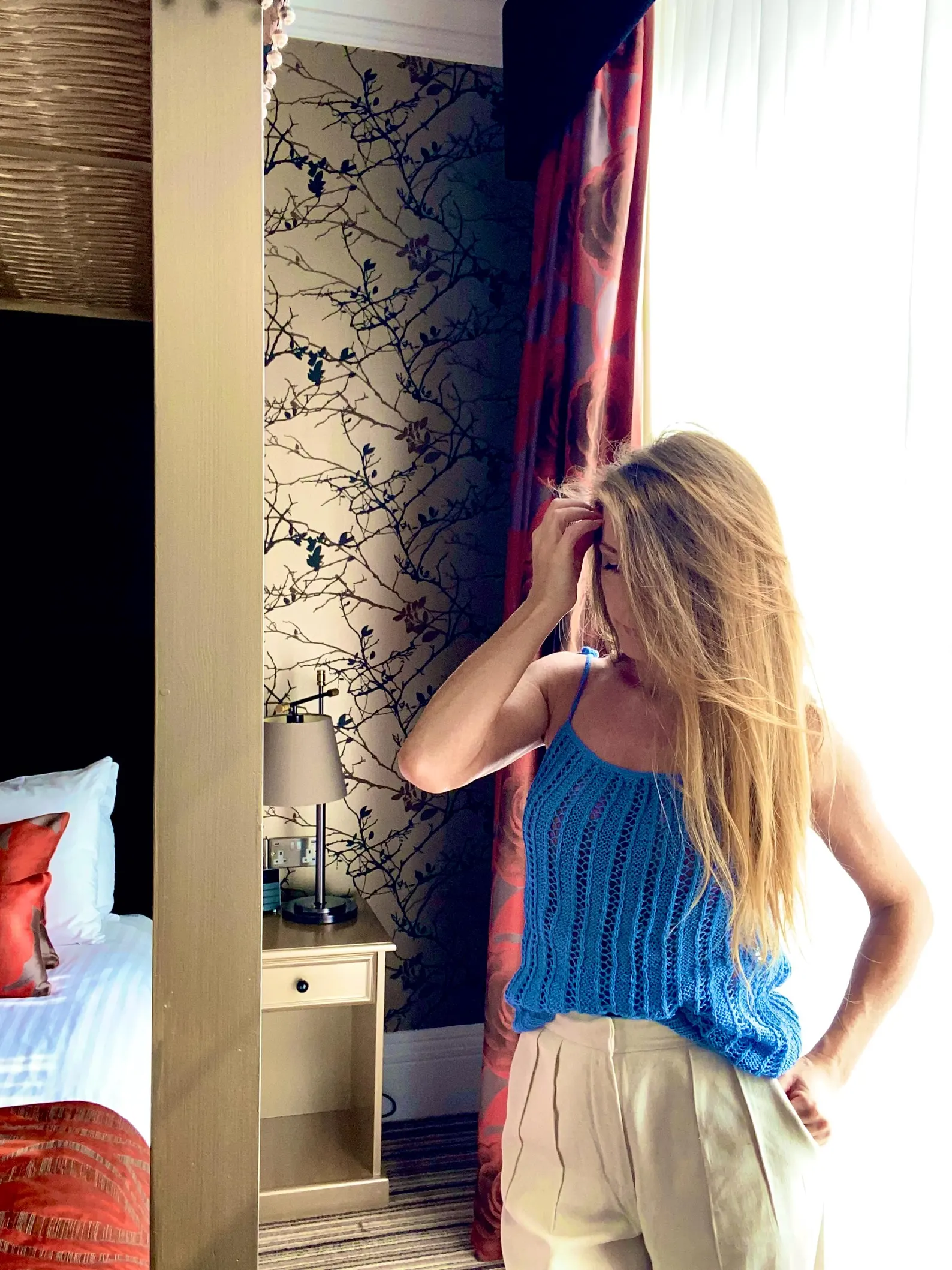 Hand-knitted summer top: cashmere and cotton beach tank top