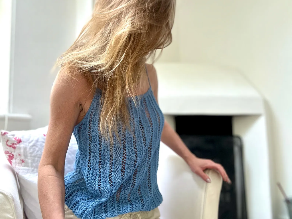 Hand-knitted summer top: cashmere and cotton beach tank top